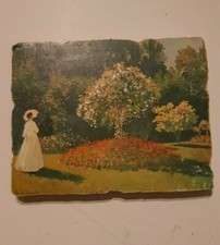 QUADRO MONET SIGNORA IN GIARDINO  QUADRO AFFRESCO CLAUDE MONET PICTOGRAFIA MONET