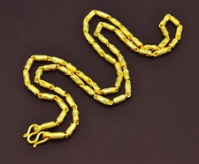 Collana uomo maglia cilindro catena baht placcata oro giallo 24 carati gioielli thailandesi