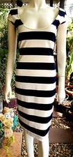 Elegante Fashion Dress Wrap Vestito Estivo Cotone Bianco/Blu Spiaggia Tg S-36/38