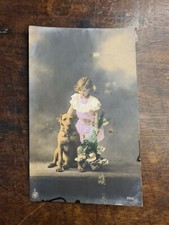 CARTOLINA CANE LABRADOR DA COMPAGNIA CON BIMBA 