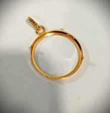 CIONDOLO PORTA STERLINE MONETE ORO GIALLO 750 18K x BRACCIALE COLLANA UOMO DONNA