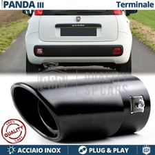 1x TERMINALE di Scarico OVALE per FIAT PANDA 3 312-319 in Acciaio Inox NERO