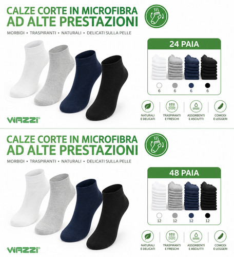 Wazzi paia calzini corte - 24/48,