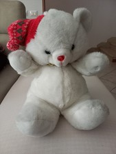 Peluche Orsacchiotto Bianco Con Cappellino Natalizio 