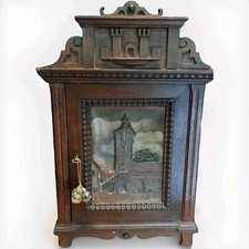 Antico Armadietto In Quercia Castello Intagliato A Mano 1800 Stile Neogotico 