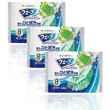 Unicharm Wave Pratico Fogli di Ricambio per Pulizia Tergicristallo, 8 Fogli, Verde X Confezione da 3_