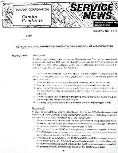 Yamaha service notes bulletin - service,