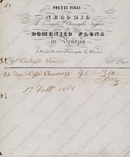1868 VENEZIA Negozio Chincaglie inglesi DOMENICO PLONA Contessa Venier ricevuta