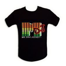 T-shirt lumineux "M DJ" LED equalizer Taille L