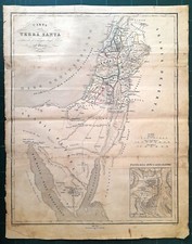 Carta geografica antica PALESTINA GERUSALEMME EBREI 12 TRIBU' 1870 Antique map
