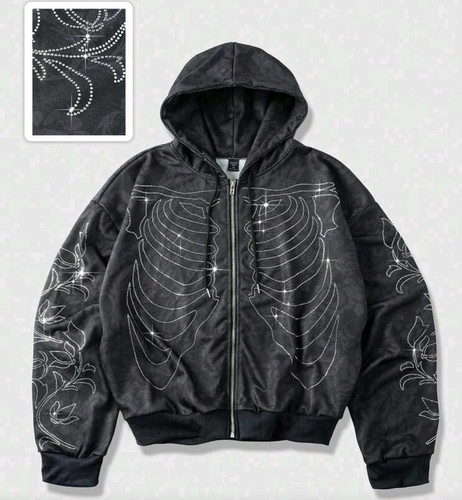Felpa con cappuccio - zip, nera