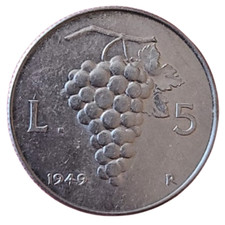 Italy 5 Lire 1949 KM# 89