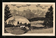 AK Auerberg, Rigi Svevo con chiesa, panorama montano con punta tagliata, Schl 