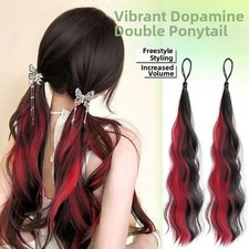 Extension Capelli Coda di Cavallo Ricci Confezione Due Trecce Doppie con Fasce E