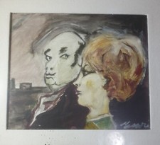 mino maccari olio su tela 30x25 1976 carlo ponti e sophia Loren