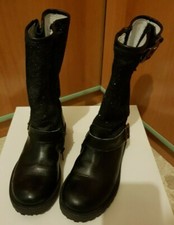 Stivali Bambina NERO Vera Pelle con fibbia e lampo  come nuovi n°28