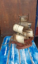  Veliero in Osso Legno Ed Ottone  Vintage Nautico Mare Vintage Artigianale 