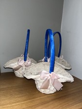 Confetti Tessuto Damigella Fiore Bambina Petali Cesti Nastro Blu Rosa Fiocco Confezione 3