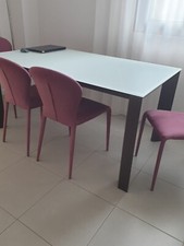 tavolo da pranzo 90x160  midj apollo piano vetro temperato legno massiccio