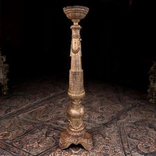 Grande candeliere in legno foglia oro 160 cm