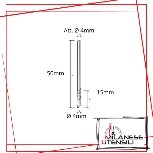 Fresa elicoidale ø4x15x50 - fresa,