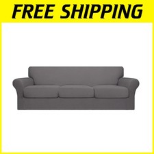 Elegante Copridivano Antiscivolo per Cani - Set 4 Pezzi Morbido ed Elasticizzato in Grigio Chiaro