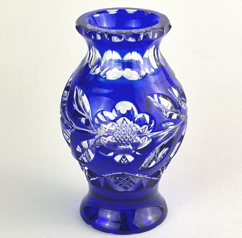 Vaso cristallo vetro blu - vaso,