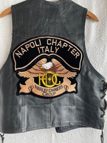 1990s black leather biker vest - leather,