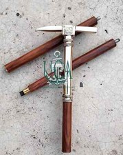 Bastone da passeggio in legno testa manico vittoriano design ottone ascia da ghiaccio look canna regalo