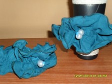 ELASTICO MOLLA CAPELLI VERDE SCURO TESSUTO PERLINE HAIRAGAMI ACCONCIATURA CODA 