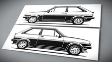 Adesivo Ford Fiesta XR2 sagoma Ford Fiesta XR2 MK1 sticker nero 2x nuovo