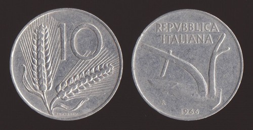 Lire 1966 spighe aratro - lire, e