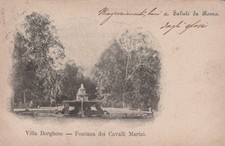 CARTOLINA  ROMA LAZIO VILLA BORGHESE FONTANA DEI CAVALLI MARINI VIAGGIATA 1899
