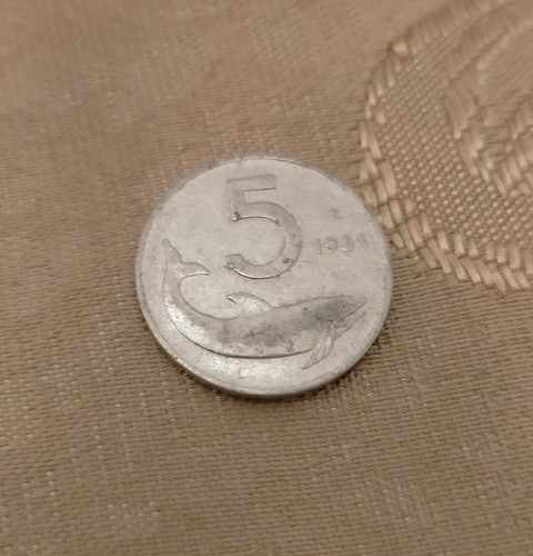 Moneta lire delfino rara - 5,