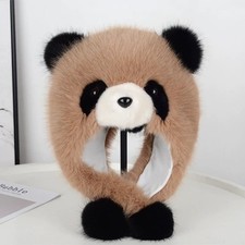 Donna Carino Panda Felpa Cappello Pelo con Paraorecchie Scalda Inverno Sintetico