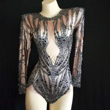 Body sexy elasticizzato strass