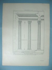 stampa antica ARCHITETTURA TRAVI ORDINE COMPOSTO ESQUIE STRASMANN 1885