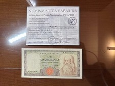 BANCONOTA LIRE 50000 LEONARDO DA VINCI 3 7 1967 R2 certificata BB/SPL SABAUDA