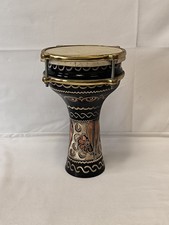 Tamburo orientale Darabuka • dipinto a mano • rame • pelliccia naturale • tamburo tazza