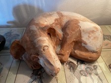 Fermaporta vintage in terracotta a forma di cane