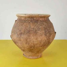 antico vaso anfora in terracotta smaltata all interno