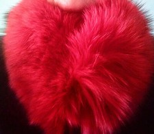 Sciarpa e polsini in vera volpe rosso ciliegia, altissima qualità, fodera seta.