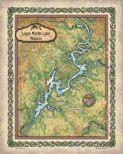 Poster stampa arte mappa lago - arte,