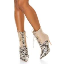 Stivaletti donna sexy con tacco e stampa animalier beige #SH02787