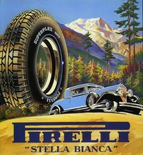 Poster pubblicitario Superflex Pirelli vintage anni 20 15x16 ristampa pneumatici alte prestazioni