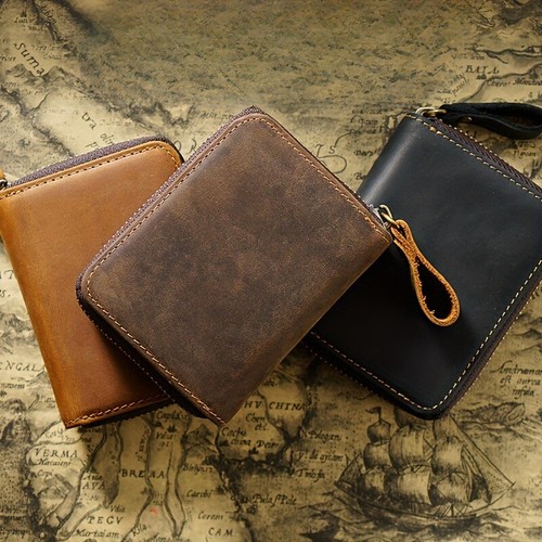 Men genuine leather wallet - leather,