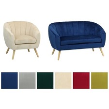 Poltroncina o Divano PILAR In Velluto Con Piedini In Legno