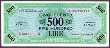 ITALIA 500 LIRE Banconota 1943