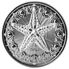 Montserrat 2 $ 2024 EC8 Starfish 1 oz argento proof like su cartone