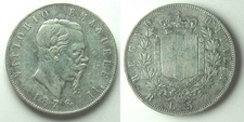 *TRIU* SAVOIA REGNO  VITTORIO EMANUELE II 5 LIRE 1876 Roma ARGENTO